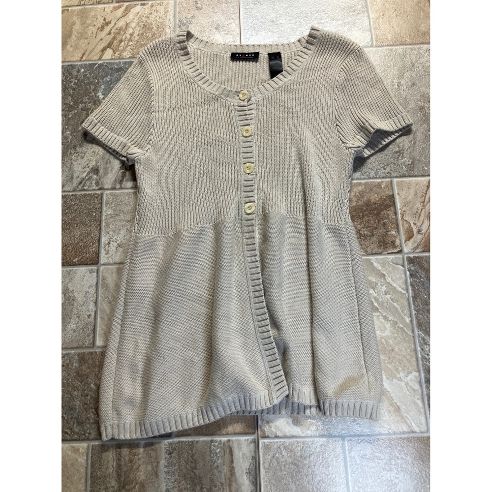 Axcess by Liz Claiborne Tan‎ Cotton Short Sleeve Button Front Knit Tunic XL